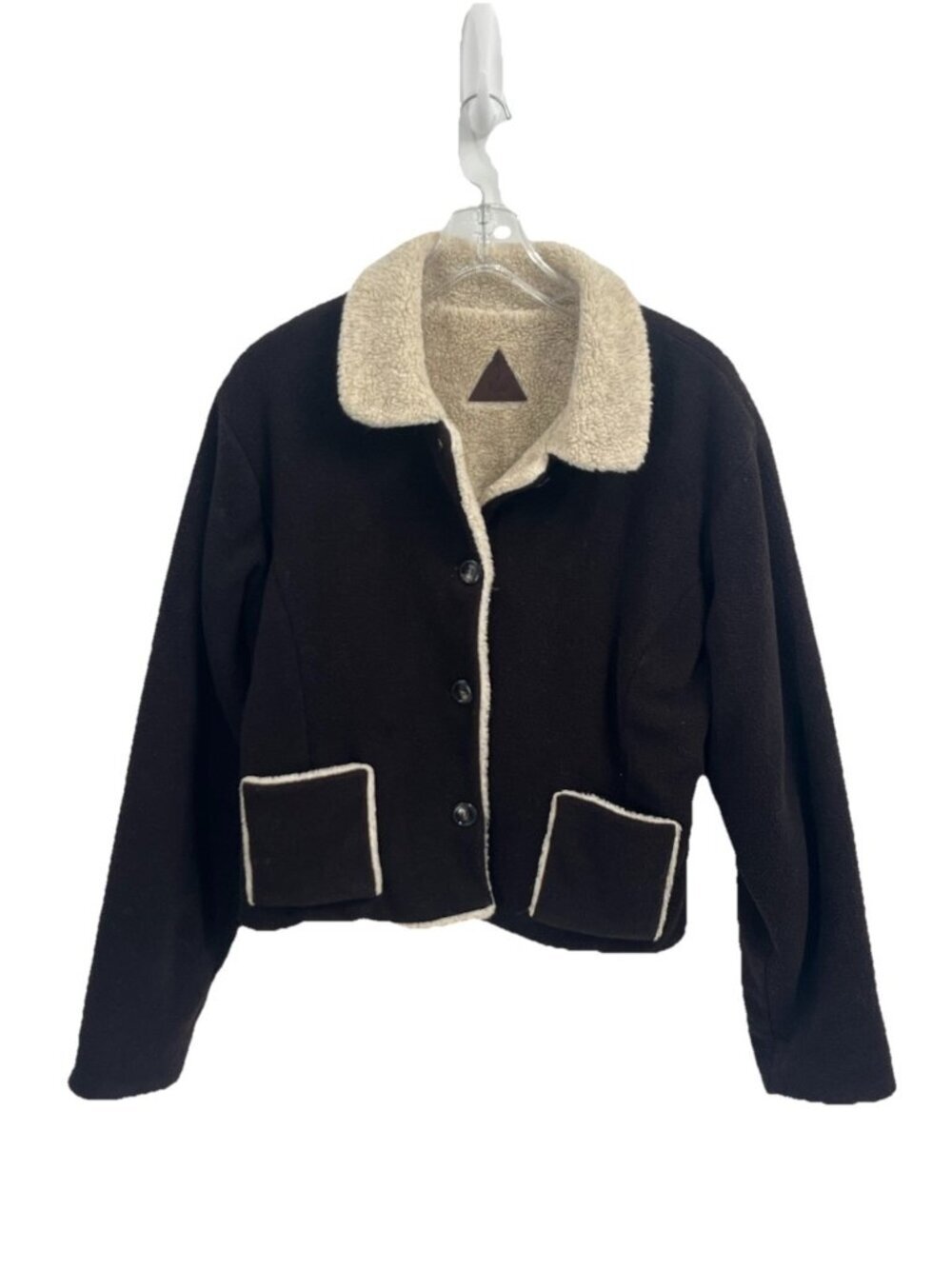 Fjall Sherpa Fleece Brown Jacket Sz L Made in USA Teddy Scandinavian Style
